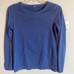 EUC Lululemon Swiftly? Long-sleeved. Beautiful dusty blue, no flaws, Size S.